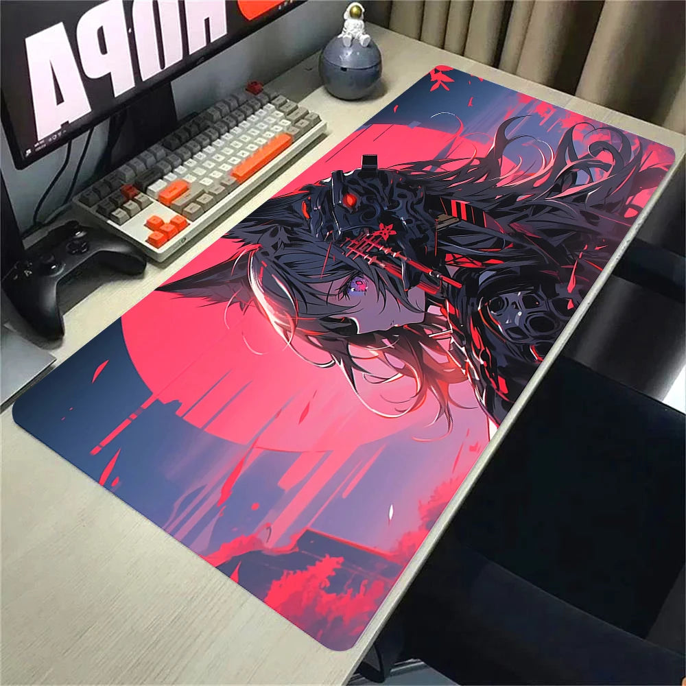 Kawaii Girl & Cat Desk Mat