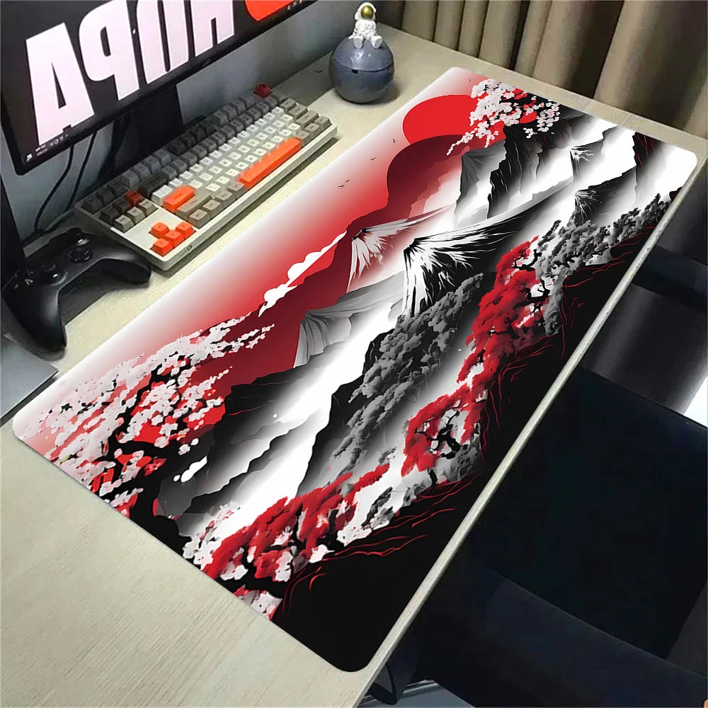 Landscape Pink Sakura Table Pads Anime Mouse Pad Pc Gaming Desk Mat Carpet for Mouse Ped Office Mousepad Xxl Keyboard Long Pads