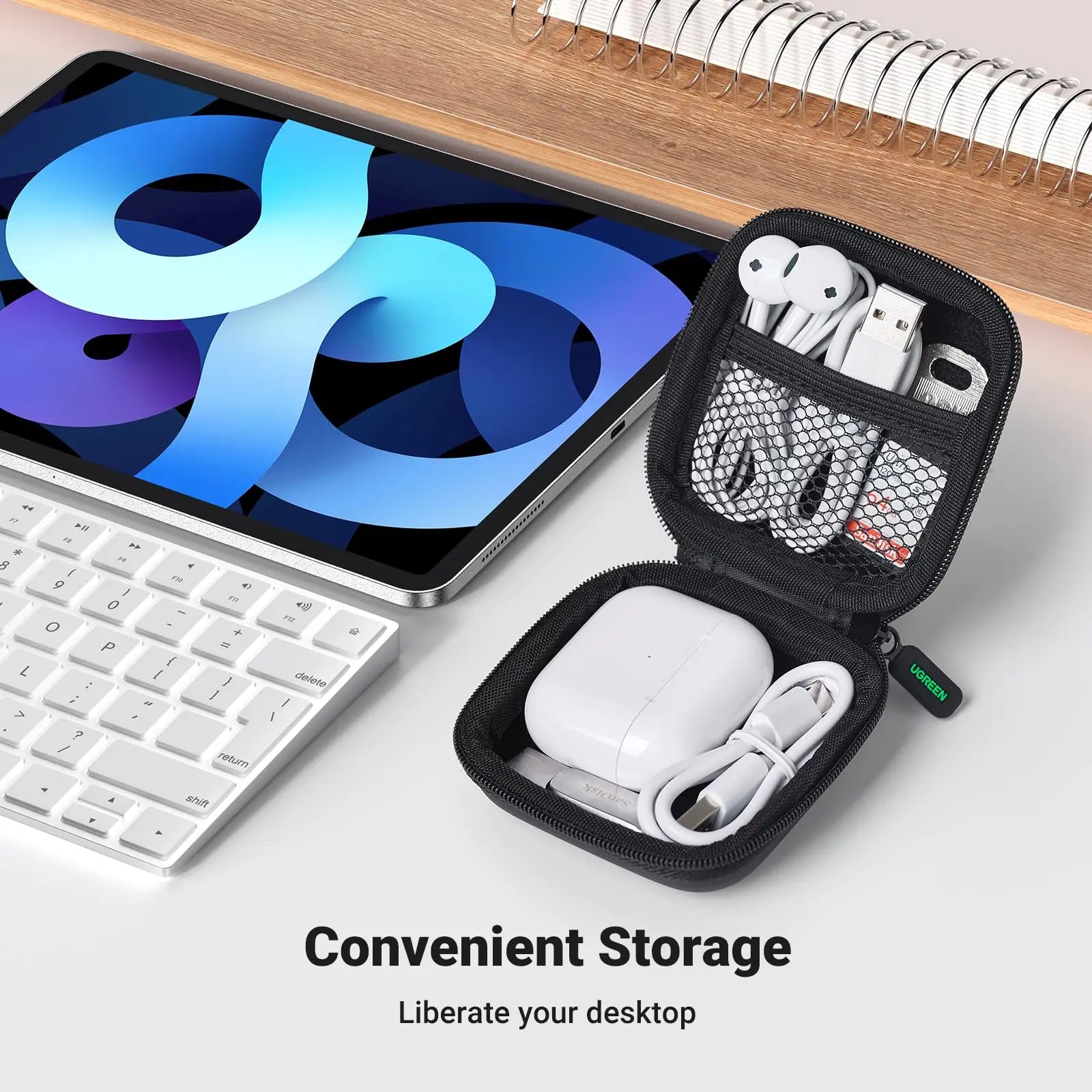 UGREEN Hard Shell Tech Organizer Case for Earbuds, USB Cables, Chargers & Small Gadgets
