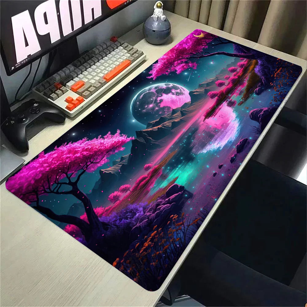 Landscape Pink Sakura Table Pads Anime Mouse Pad Pc Gaming Desk Mat Carpet for Mouse Ped Office Mousepad Xxl Keyboard Long Pads