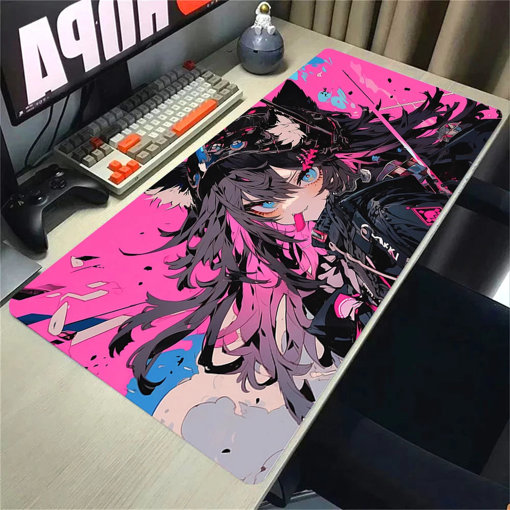 Kawaii Girl & Cat Desk Mat