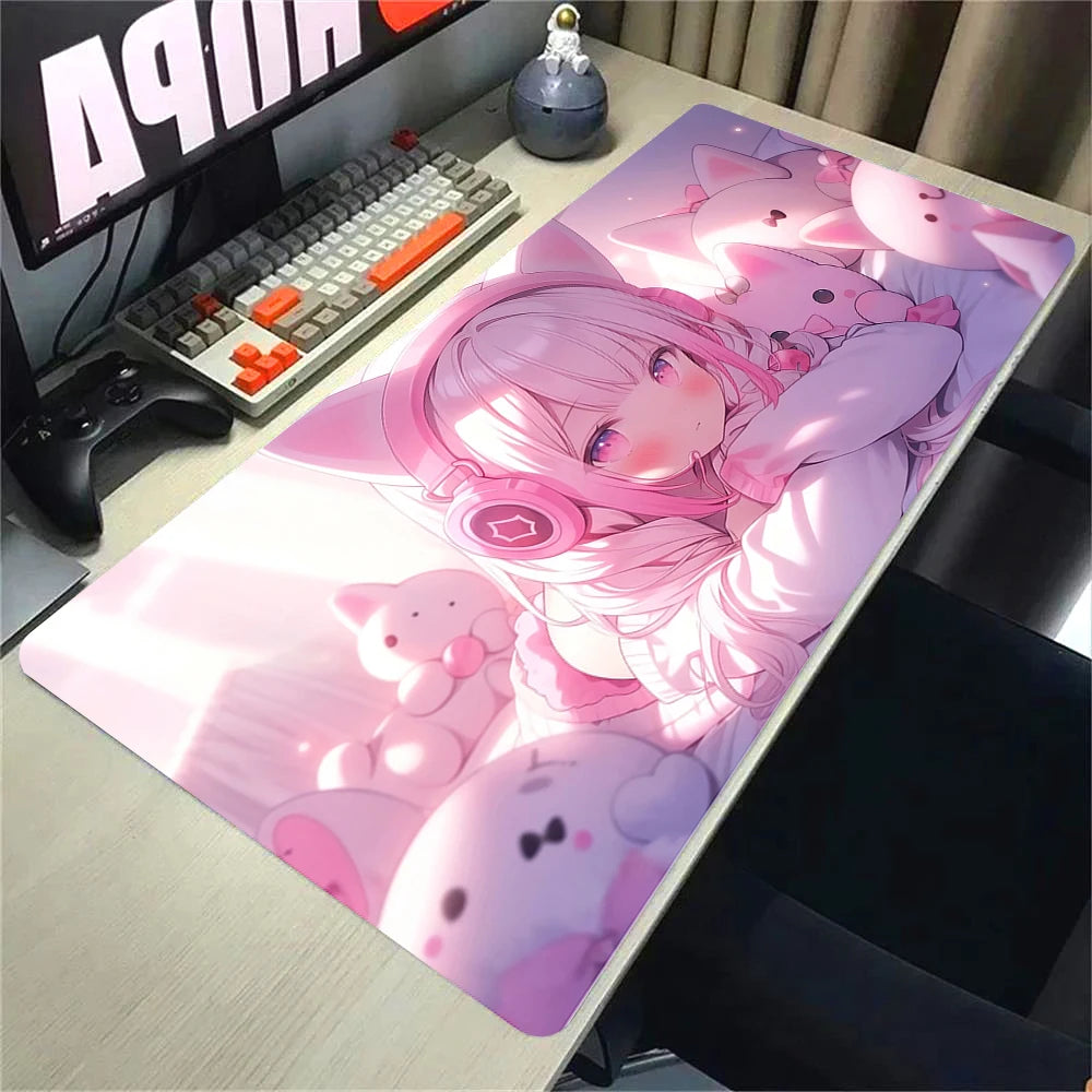 Kawaii Girl & Cat Desk Mat
