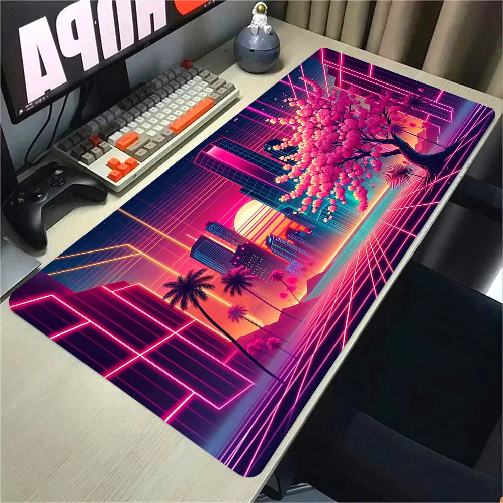 Landscape Pink Sakura Table Pads Anime Mouse Pad Pc Gaming Desk Mat Carpet for Mouse Ped Office Mousepad Xxl Keyboard Long Pads