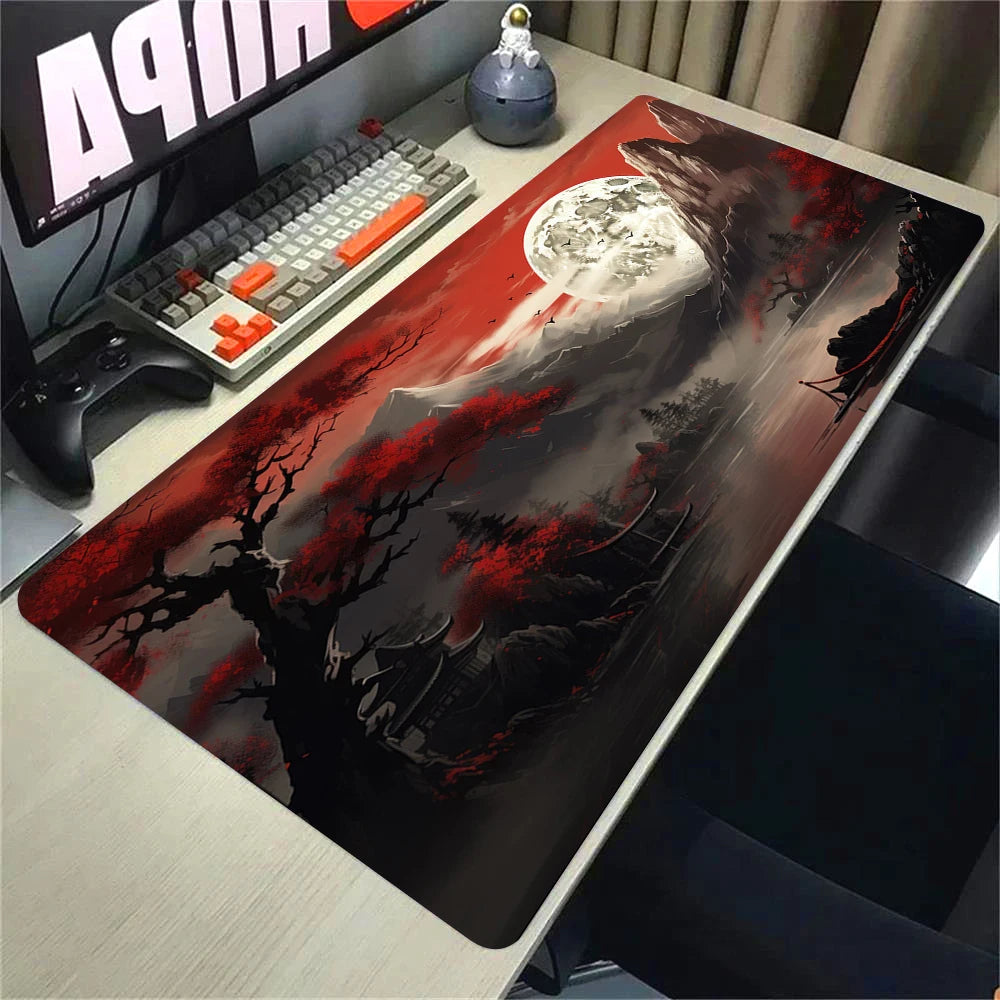 Landscape Pink Sakura Table Pads Anime Mouse Pad Pc Gaming Desk Mat Carpet for Mouse Ped Office Mousepad Xxl Keyboard Long Pads