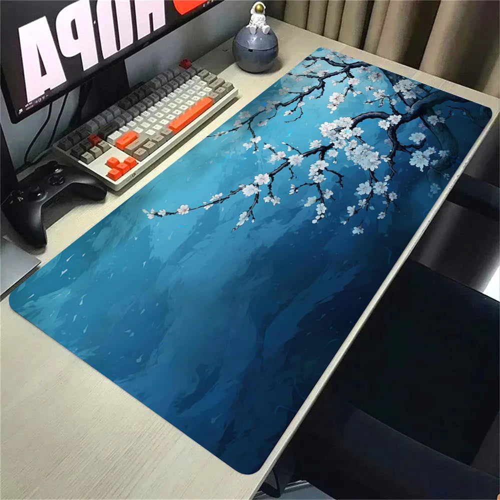 Landscape Pink Sakura Table Pads Anime Mouse Pad Pc Gaming Desk Mat Carpet for Mouse Ped Office Mousepad Xxl Keyboard Long Pads