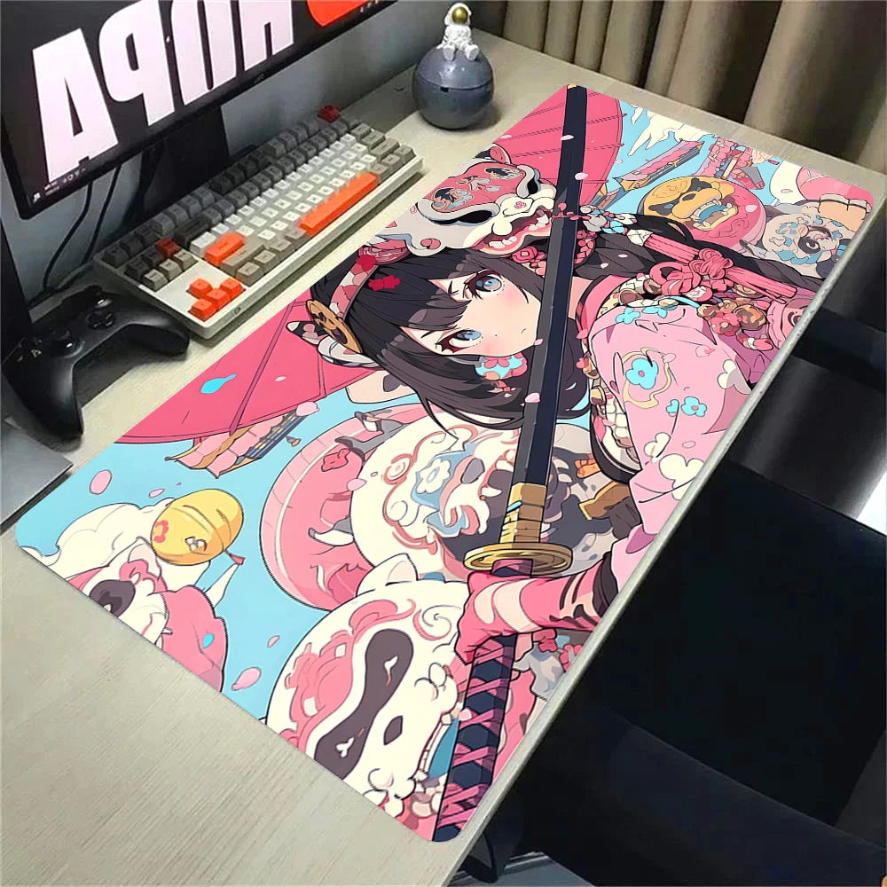 Kawaii Girl & Cat Desk Mat